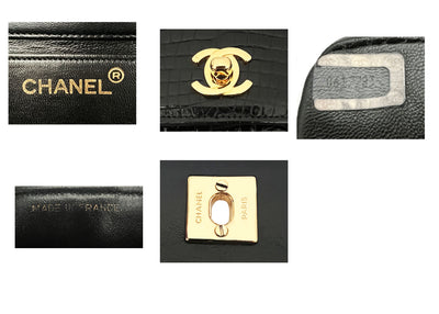 Chanel Vintage Rare Black Alligator Mini Flap