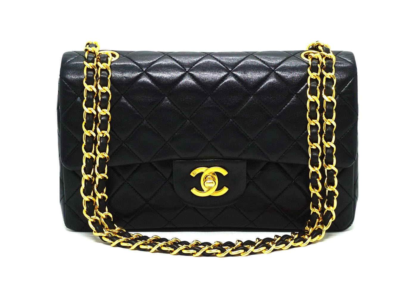 Chanel Vintage Black Lambskin Small Classic Double Flap