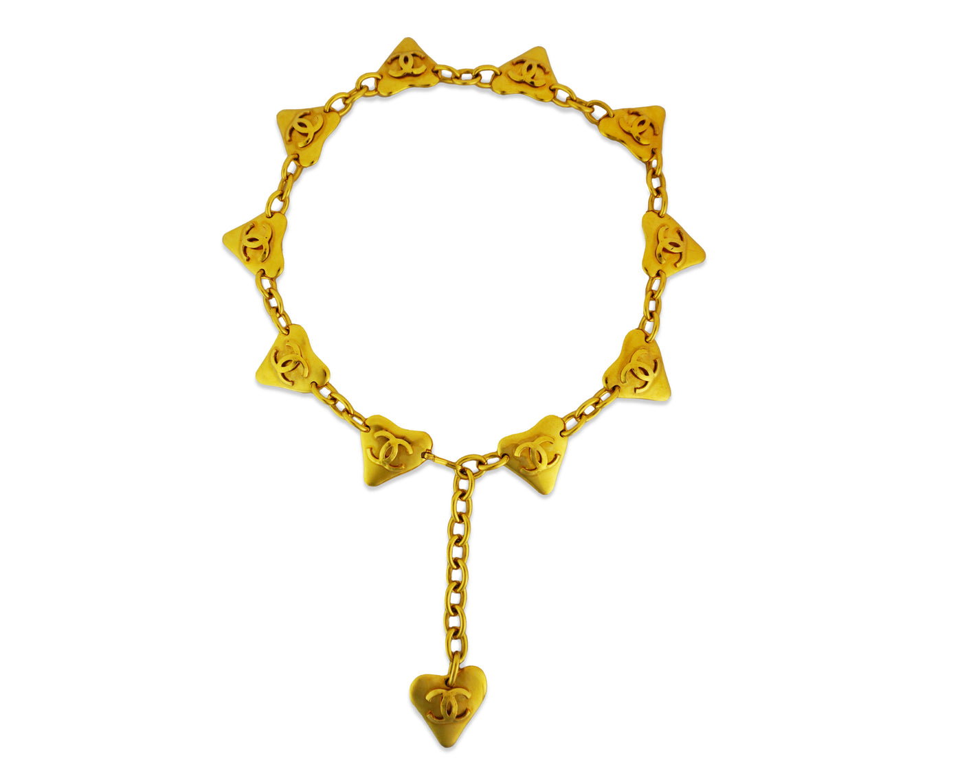 Chanel Vintage Rare Heart Charm Gold Belt