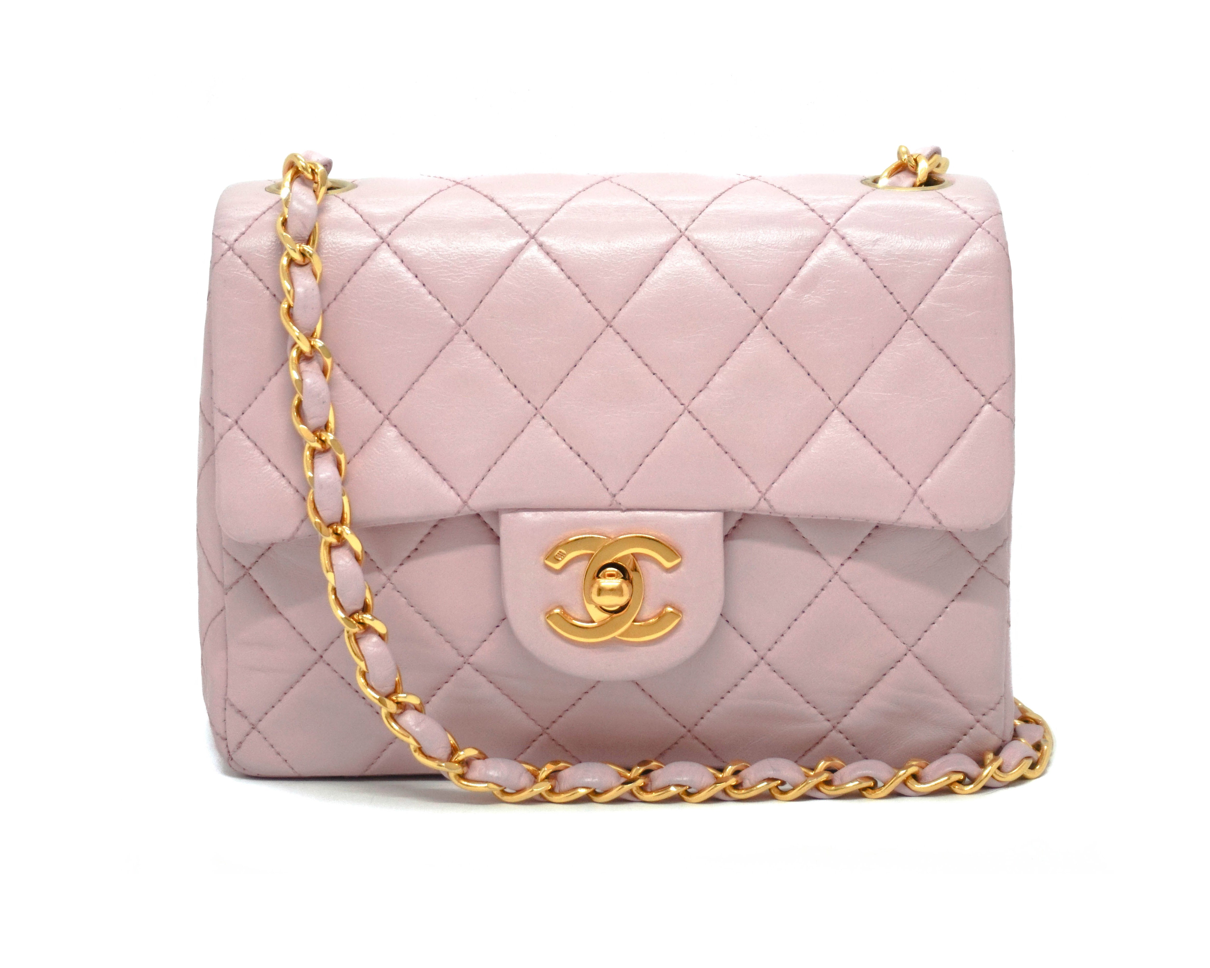 Chanel Pink Lambskin 2.55 Mini Flap Bag – Classic Coco Authentic Vintage