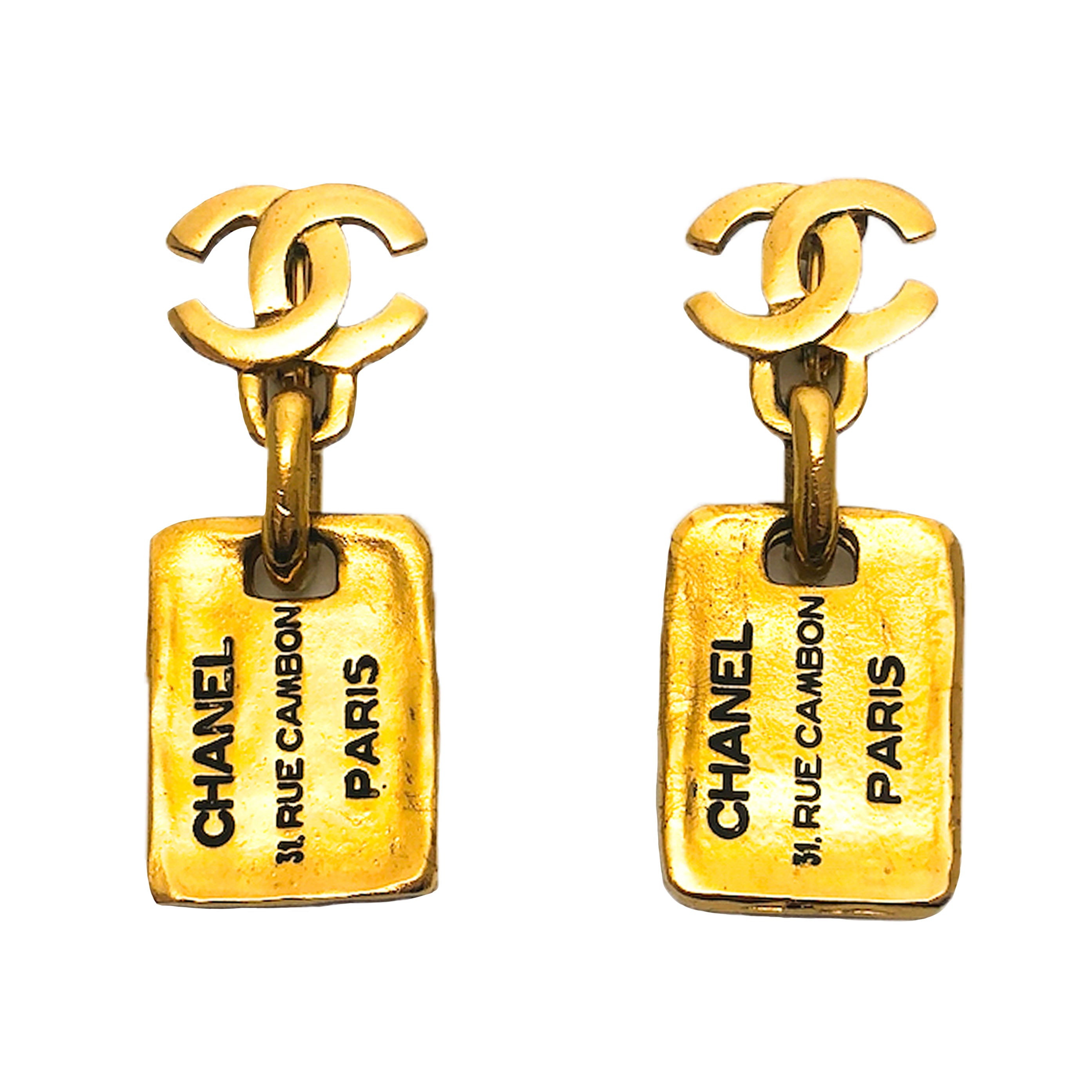 Chanel dog tag clearance earrings