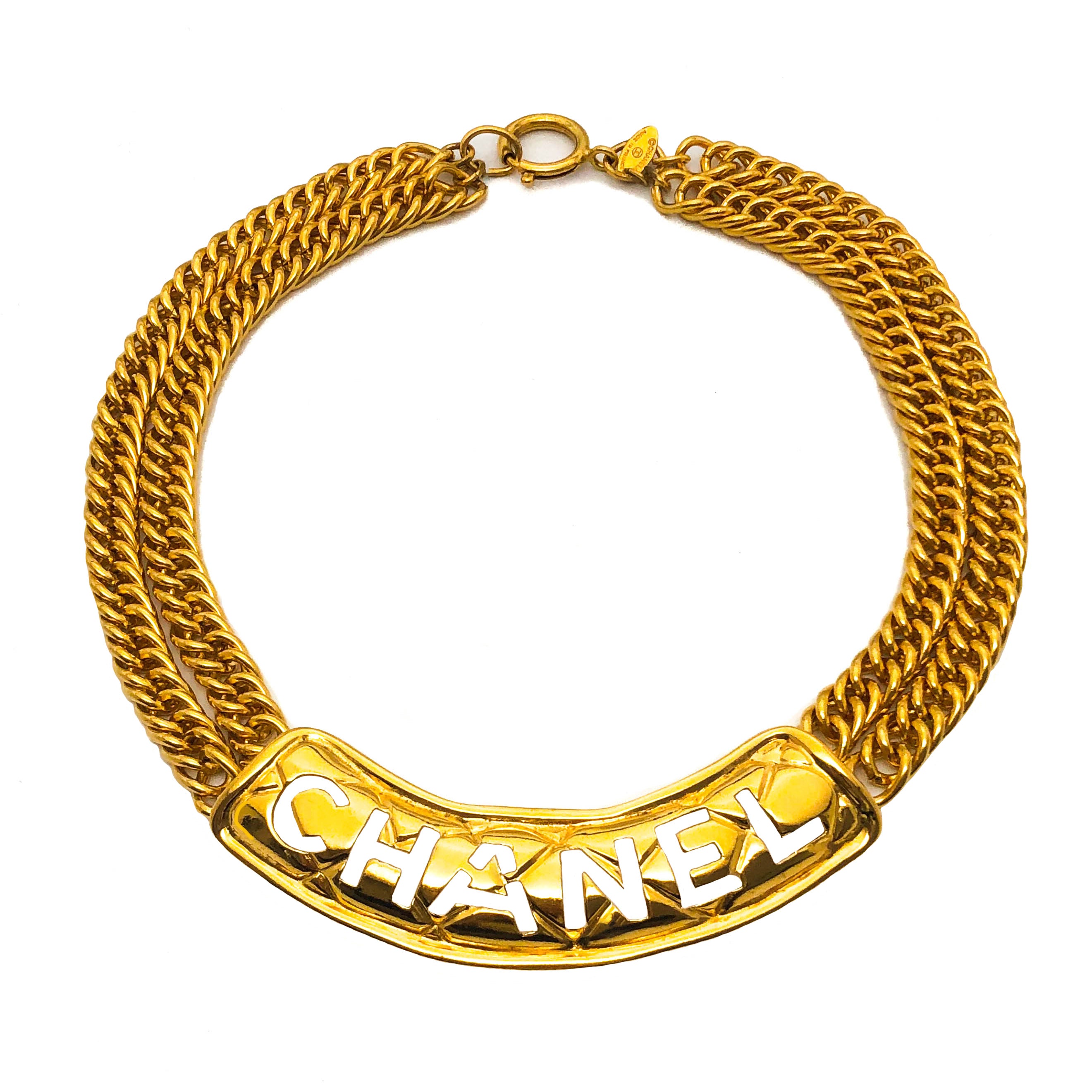 Chanel Vintage Rare Gold Classic Cutout Necklace – Classic Coco 