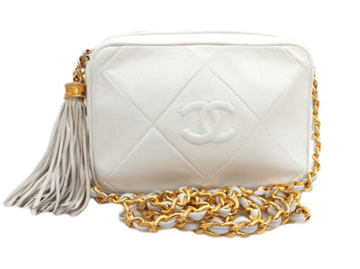 Authentic Chanel Vintage White Camera Style Handbag