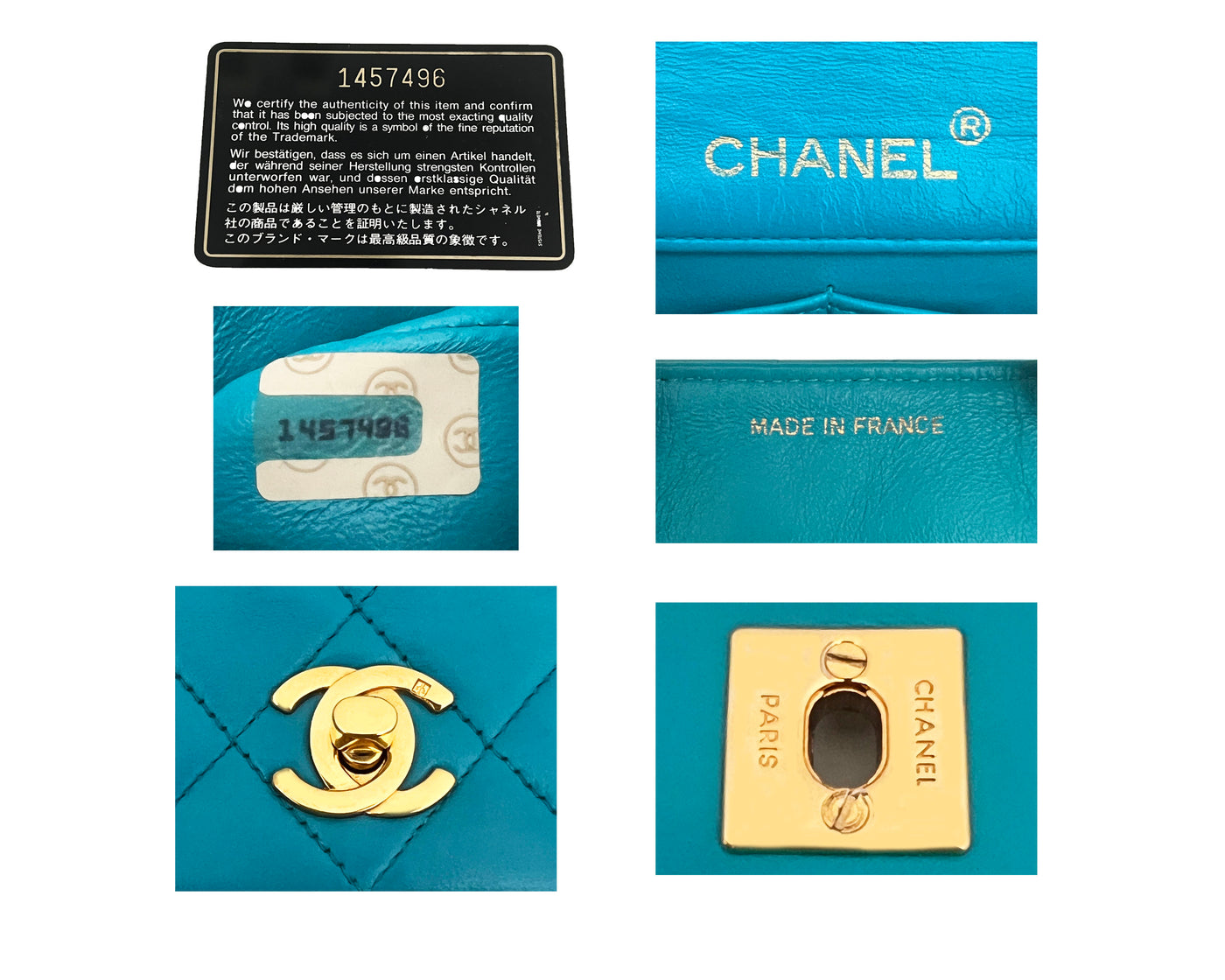 Chanel Vintage Rare Teal Lambskin Mini Flap