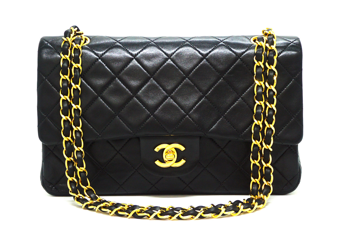 Chanel Classic Double Flap Bag, Black Lambskin, Medium