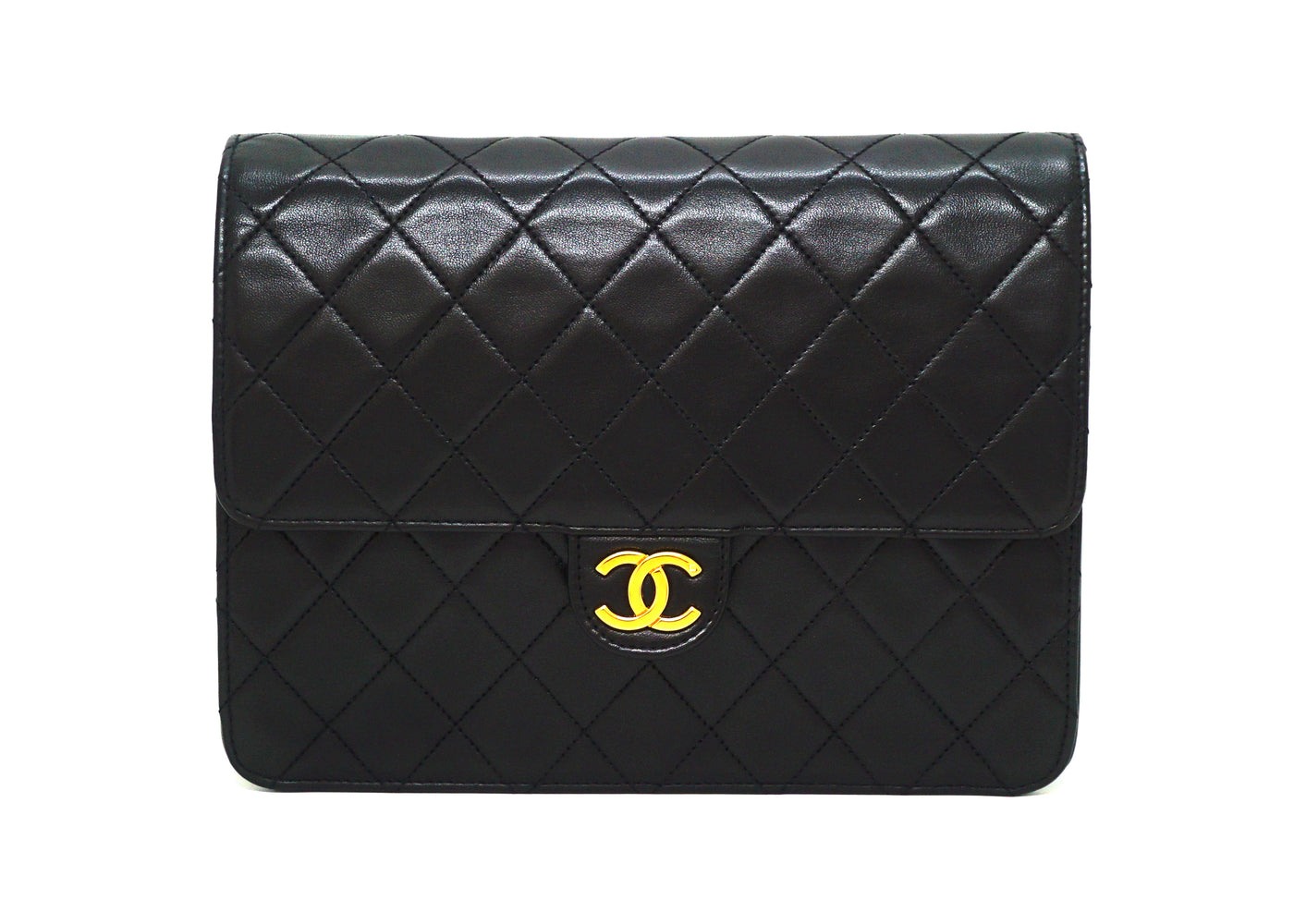 Chanel White/Black Lambskin vintage flap bag