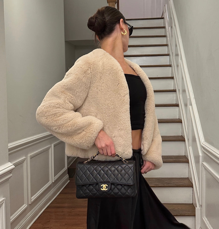 Chanel Vintage Black Caviar Medium Classic Double Flap