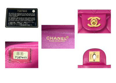 Chanel Vintage Rare Hot Pink Lambskin Classic Mini Flap