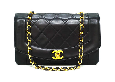 Chanel Vintage Black Lambskin Diana Flap