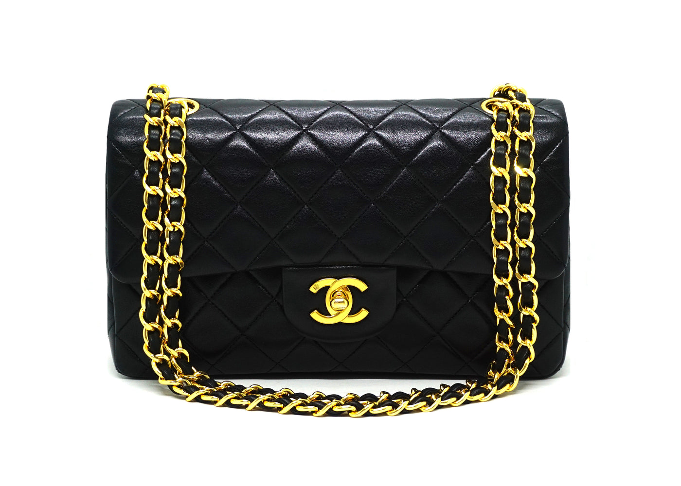 Chanel Vintage Black Lambskin Small Classic Double Flap