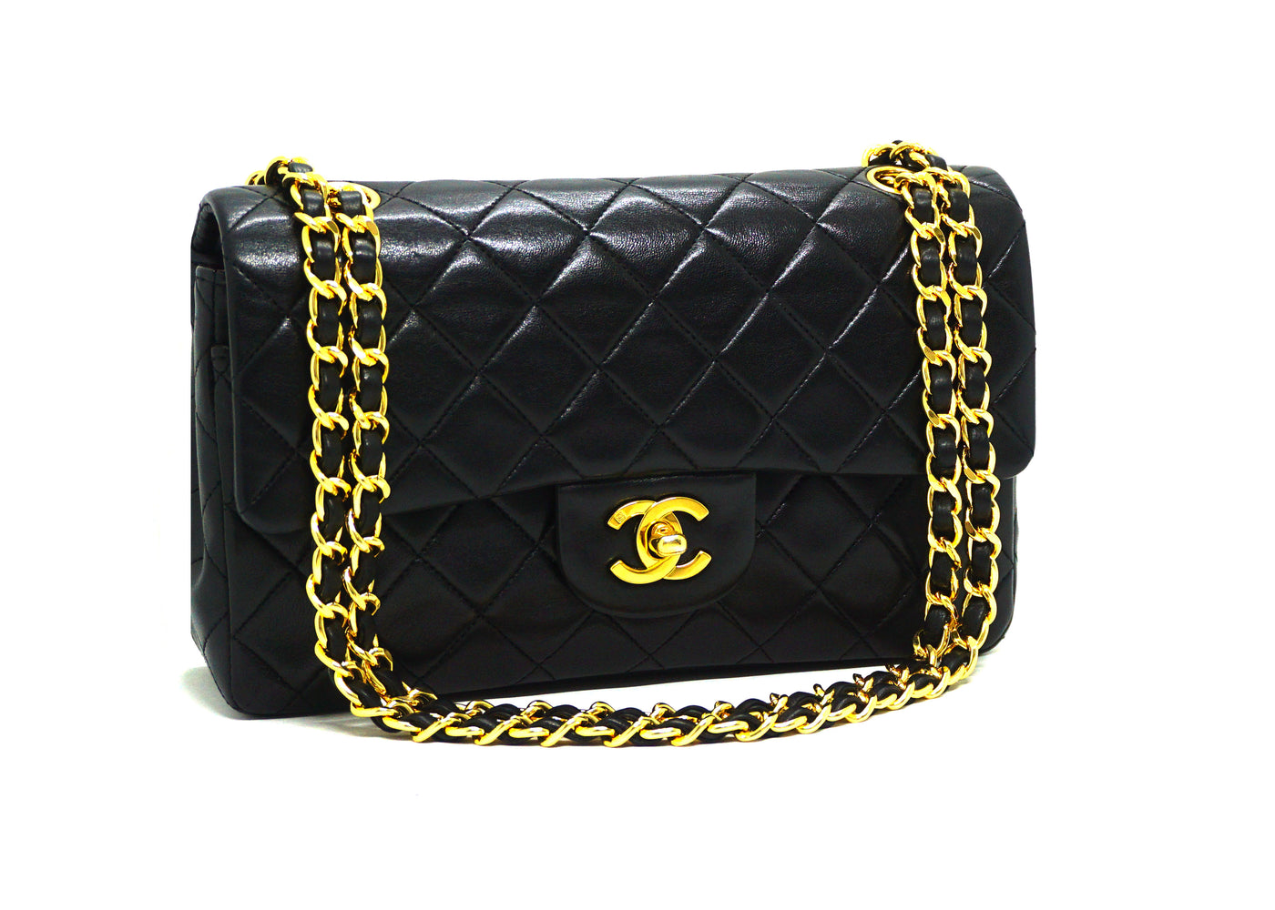 Chanel Vintage Black Lambskin Small Classic Double Flap