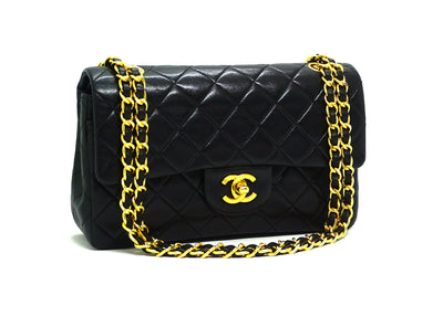 Chanel Vintage Black Lambskin Small Classic Double Flap