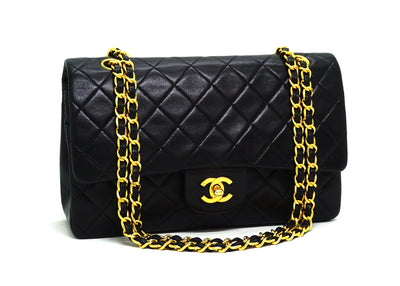 Chanel Vintage Black Lambskin Medium Classic Double Flap