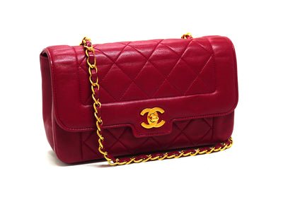 Chanel Vintage Rare Red Lambskin Boarder Flap