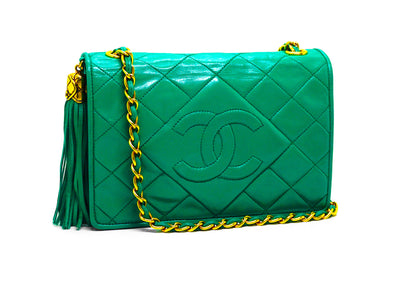 Chanel Vintage Rare Green Lambskin Mini Flap Bag