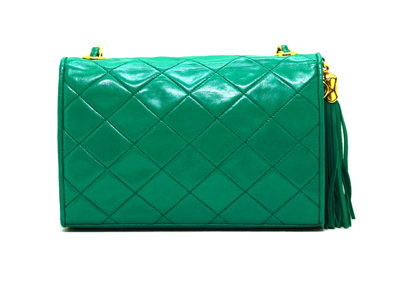 Chanel Vintage Rare Green Lambskin Mini Flap Bag