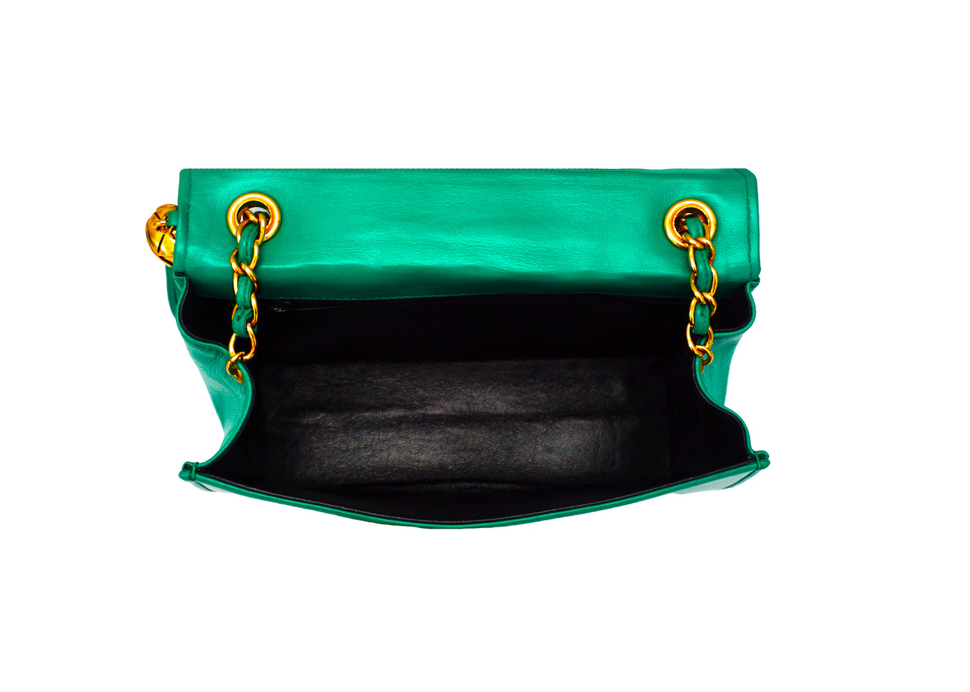 Chanel Vintage Rare Green Lambskin Mini Flap Bag