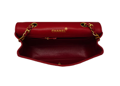 Chanel Vintage Rare Red Lambskin Boarder Flap