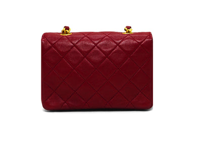 Chanel Vintage Rare Red Lambskin Micro Mini Flap