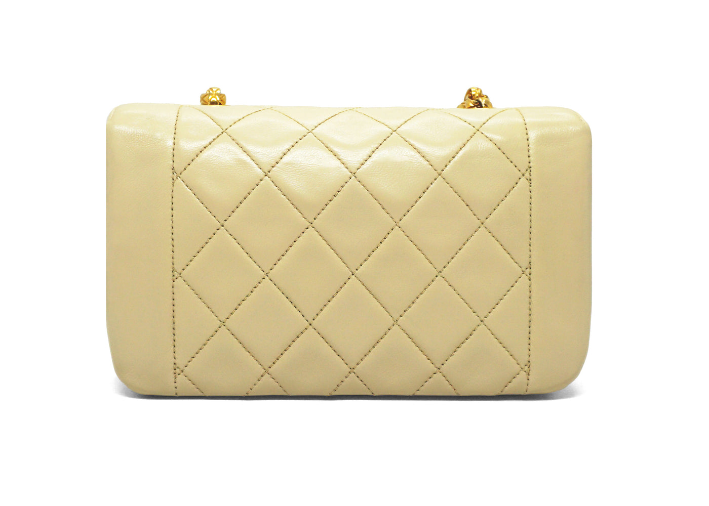 Chanel Vintage Rare Beige Lambskin Boarder Mini Flap