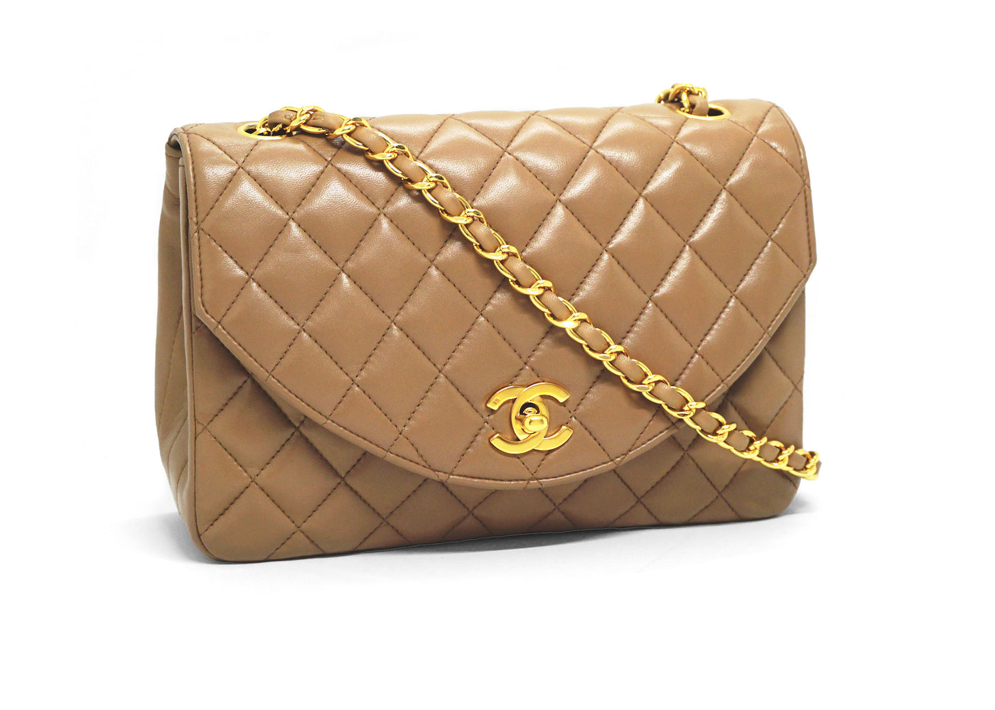 Chanel Vintage Rare Camel Lambskin Single Flap