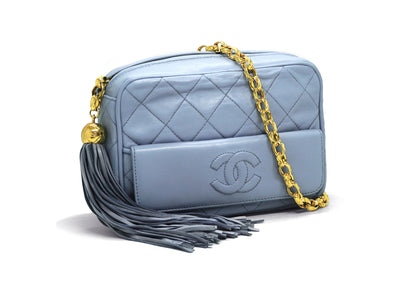 Chanel Vintage Rare Blue Periwinkle Lambskin Camera Bag