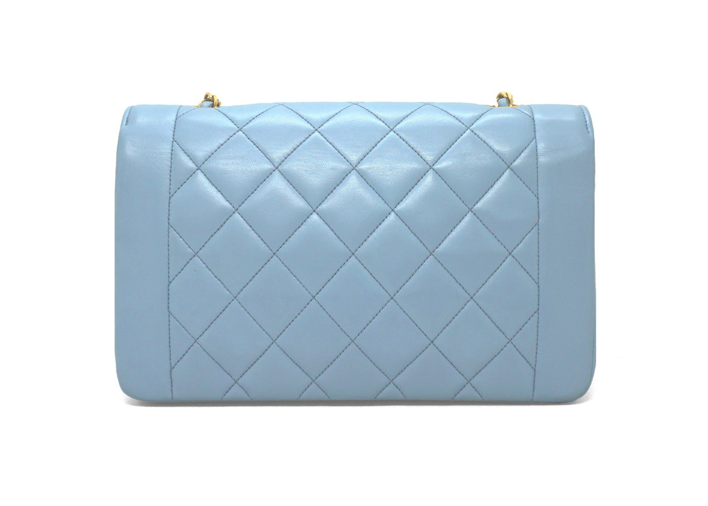 Chanel Vintage Rare Blue Lambskin Medium Diana Flap