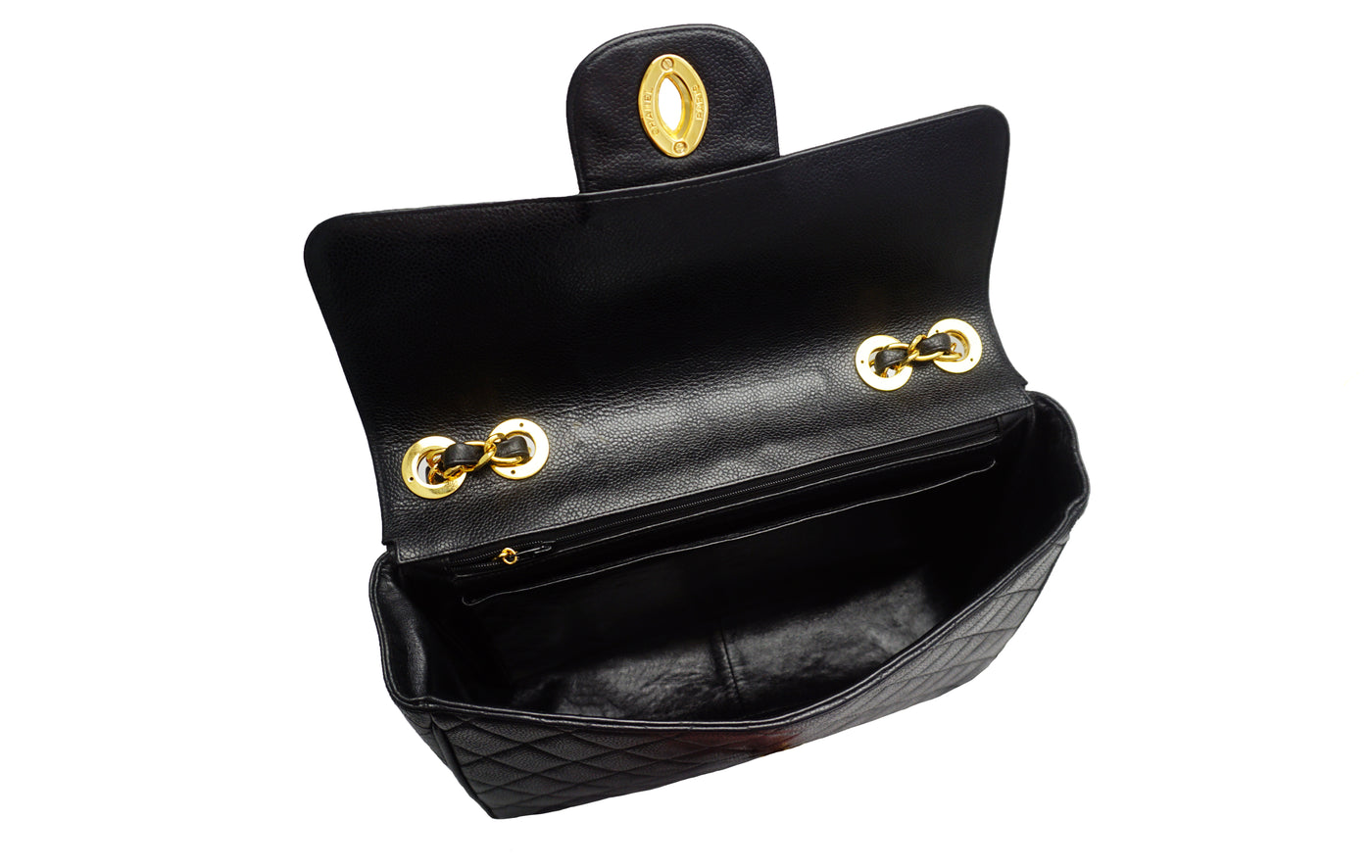 Chanel Vintage Rare Black Caviar XL CC Jumbo Flap