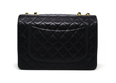Chanel Vintage Rare Black Caviar XL CC Jumbo Flap