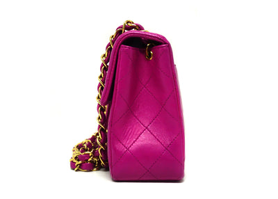 Chanel Vintage Rare Hot Pink Lambskin Classic Mini Flap