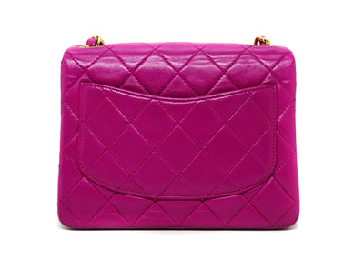 Chanel Vintage Rare Hot Pink Lambskin Classic Mini Flap