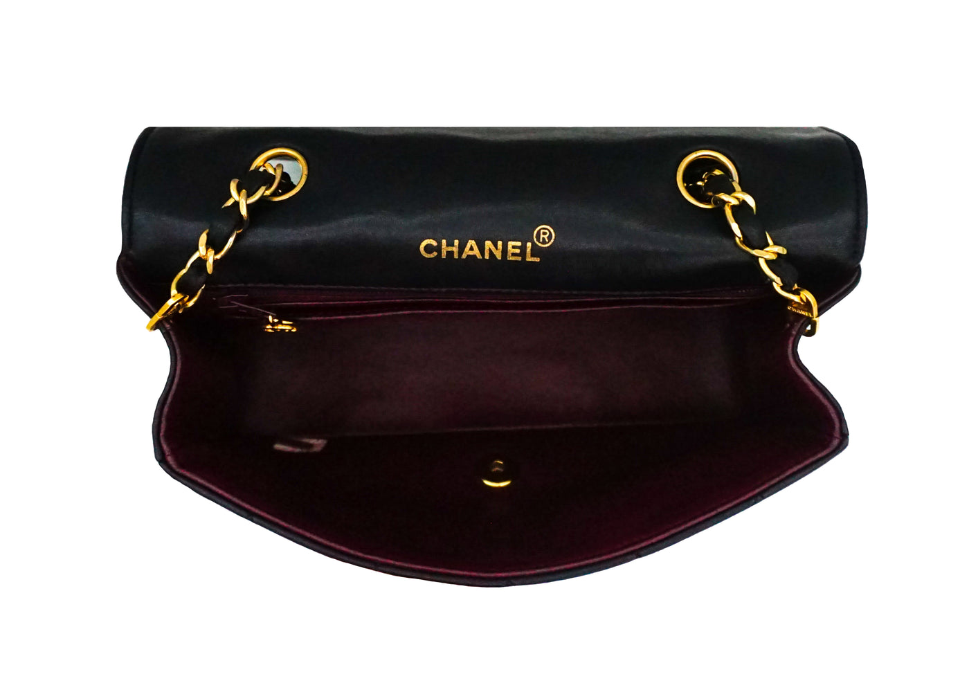 Chanel Vintage Black Lambskin Medium Diana Flap