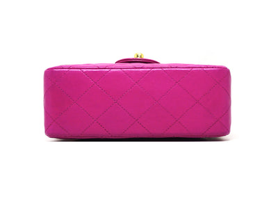 Chanel Vintage Rare Hot Pink Lambskin Classic Mini Flap