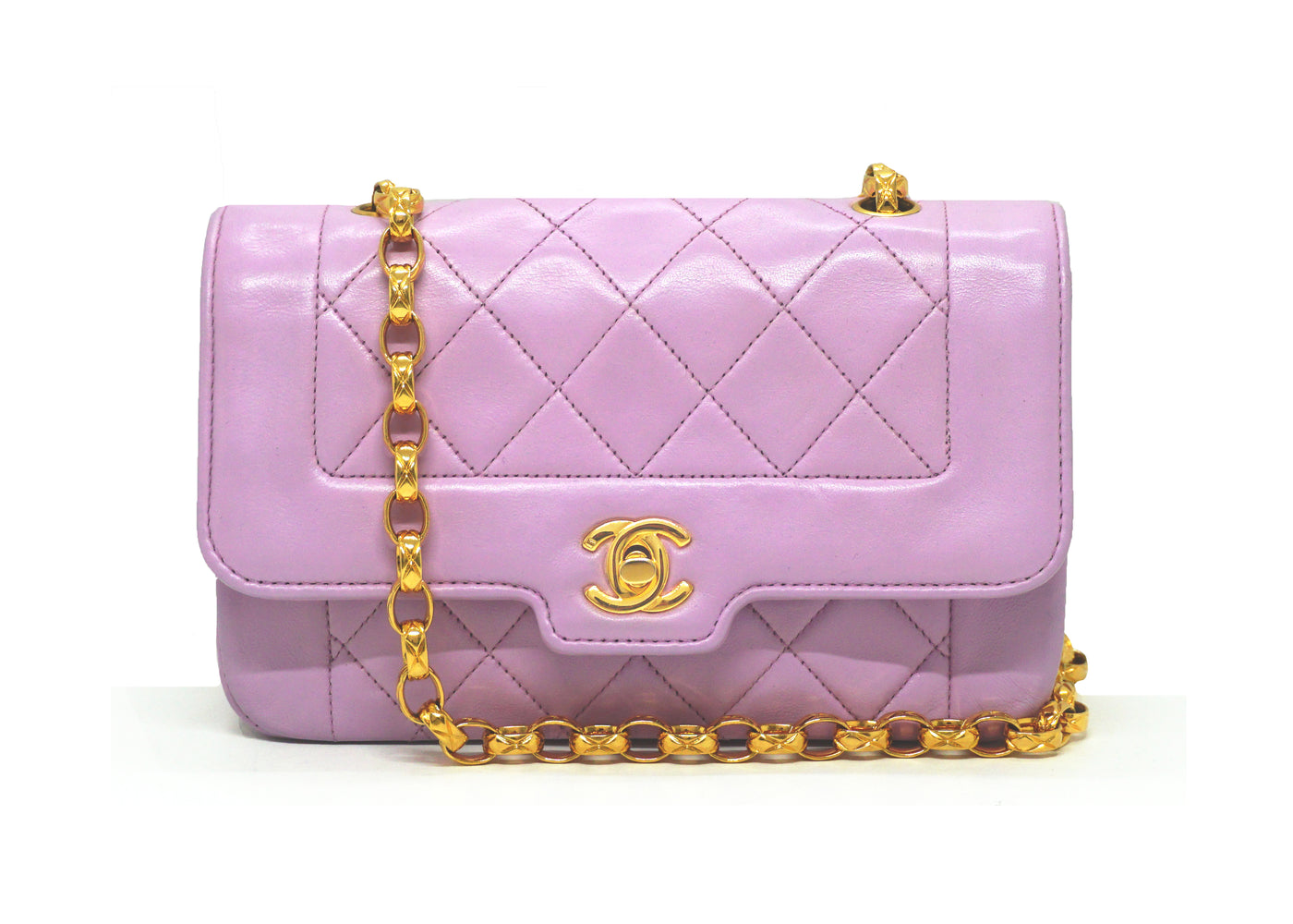 Chanel Vintage Rare Lilac Lambskin Boarder Mini Flap