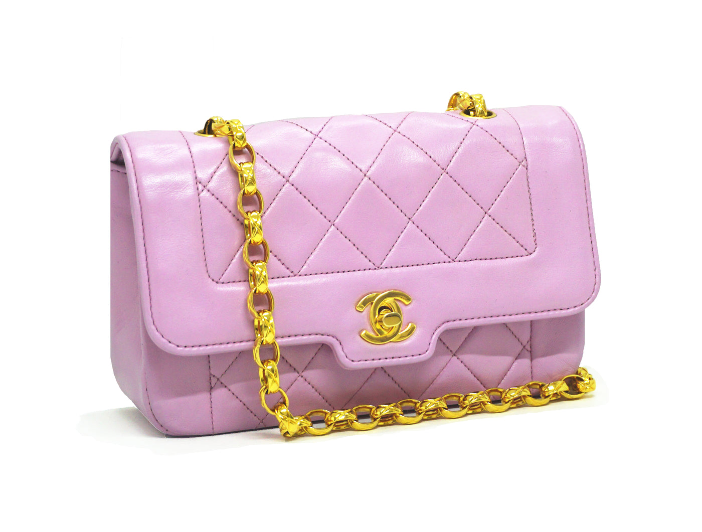 Chanel Vintage Rare Lilac Lambskin Boarder Mini Flap