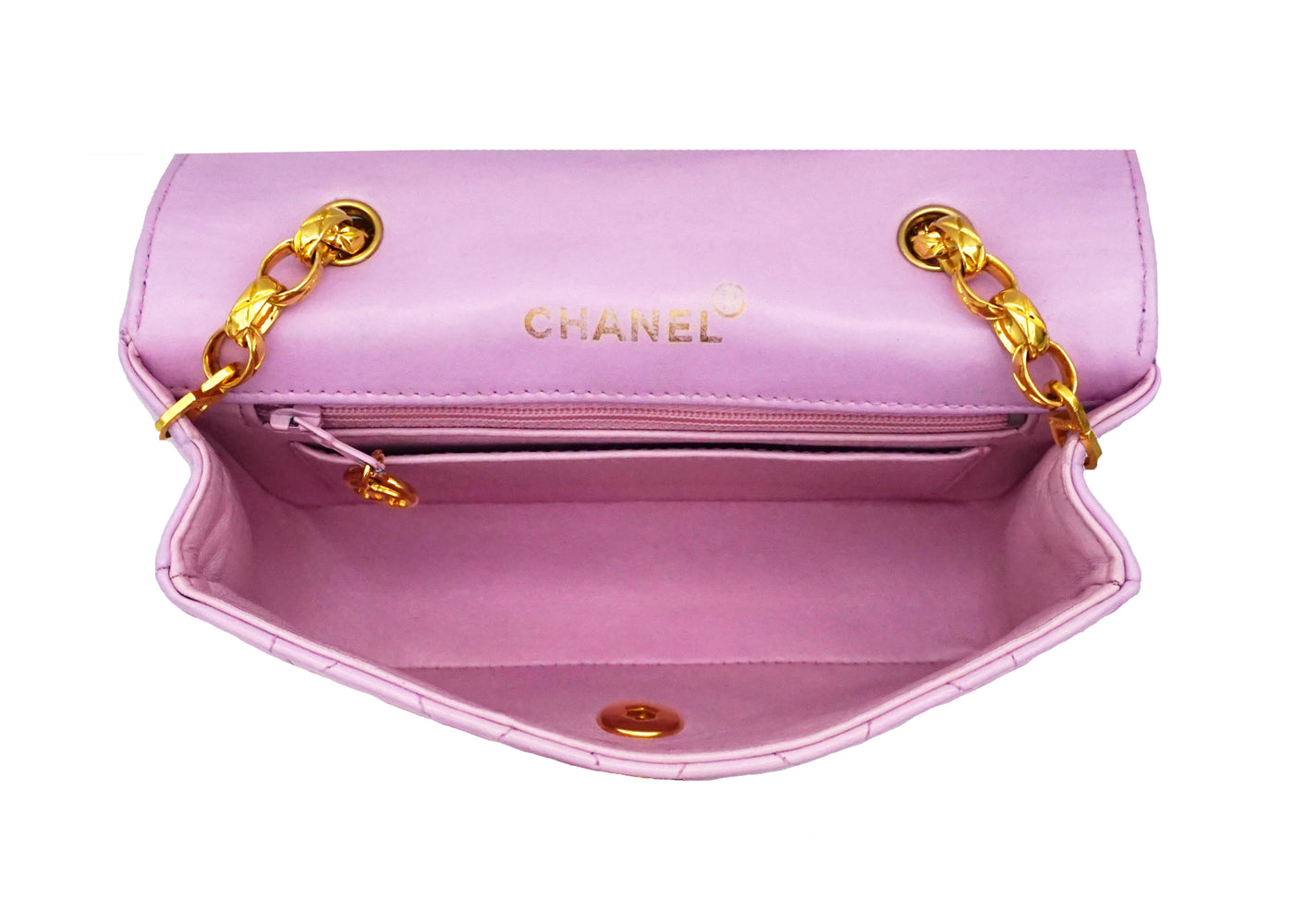 Chanel Vintage Rare Lilac Lambskin Boarder Mini Flap