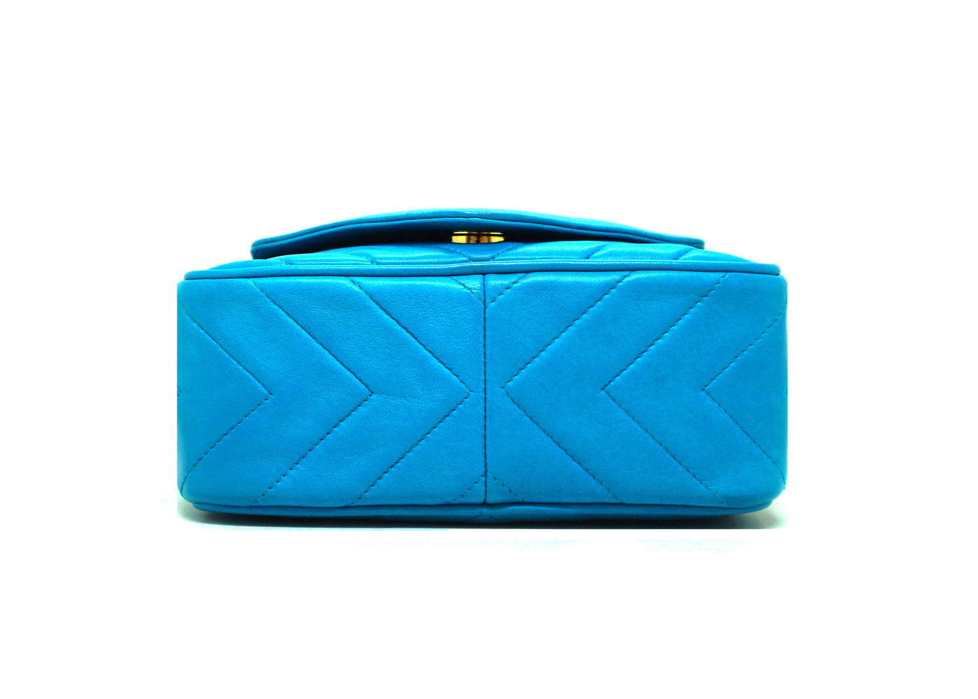 Chanel Vintage Rare Teal Lambskin Chevron Camera Bag