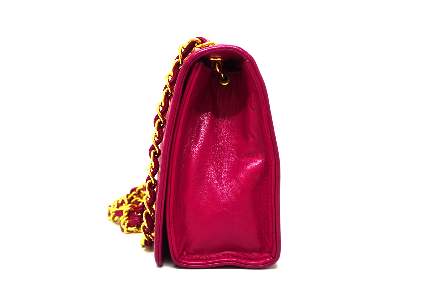 Chanel Vintage Rare Hot Pink Lambskin Full Flap