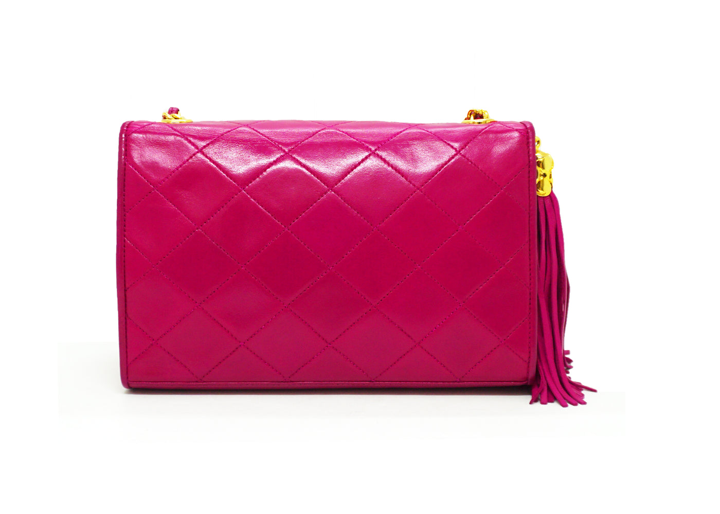 Chanel Vintage Rare Hot Pink Lambskin Full Flap