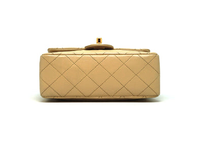 Chanel Vintage Rare Beige Lambskin Classic Mini Flap