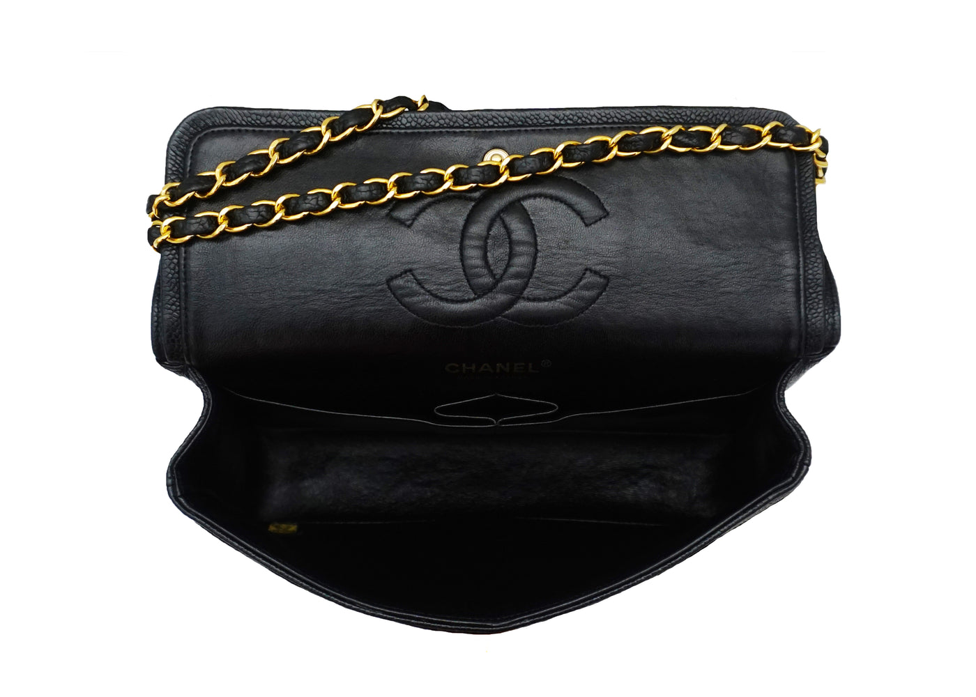 Chanel Vintage Black Caviar Medium Classic Double Flap