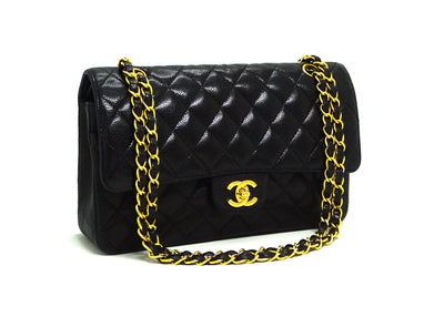 Chanel Vintage Black Caviar Medium Classic Double Flap