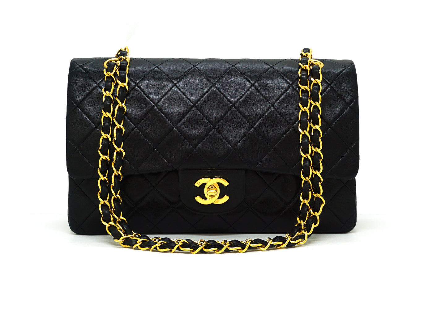 Chanel Vintage Black Lambskin Medium Classic Double Flap
