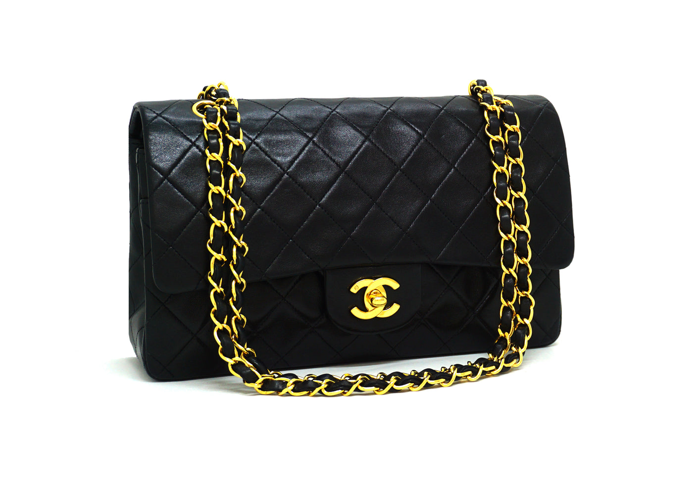 Chanel Vintage Black Lambskin Medium Classic Double Flap