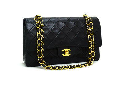 Chanel Vintage Black Lambskin Medium Classic Double Flap