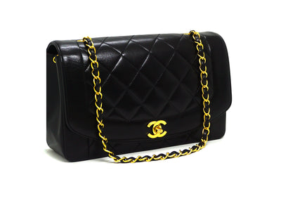 Chanel Vintage Black Lambskin Medium Princess Diana Flap