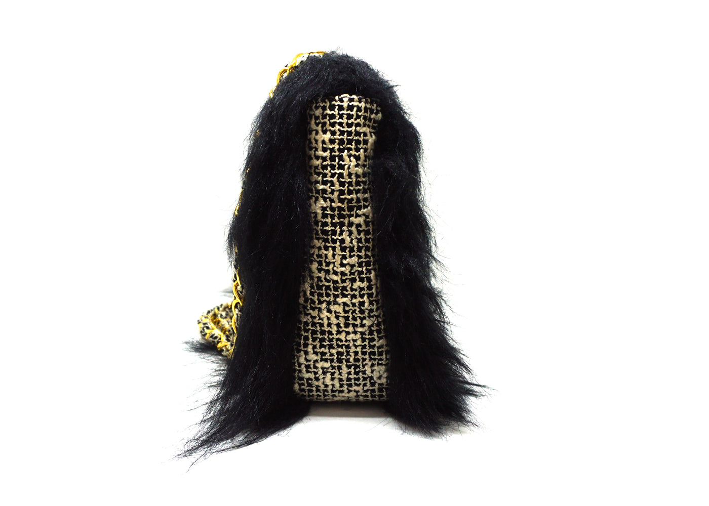 Chanel Vintage Tweed & Faux Fur Maxi Flap