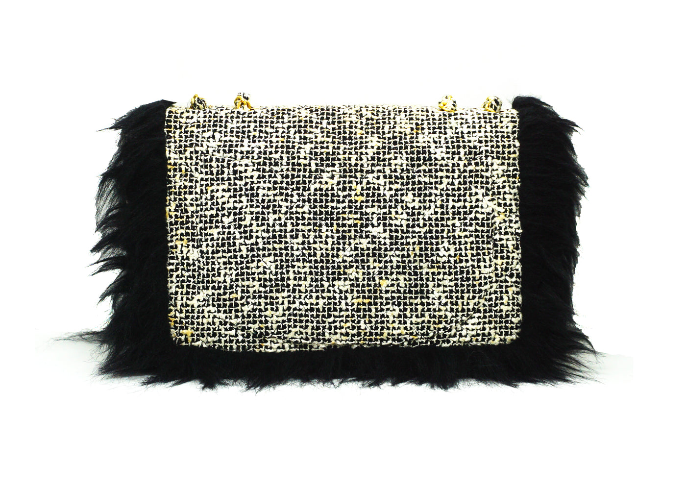 Chanel Vintage Tweed & Faux Fur Maxi Flap