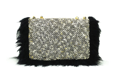 Chanel Vintage Tweed & Faux Fur Maxi Flap