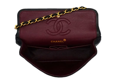 Chanel Vintage Black Lambskin Small Classic Double Flap